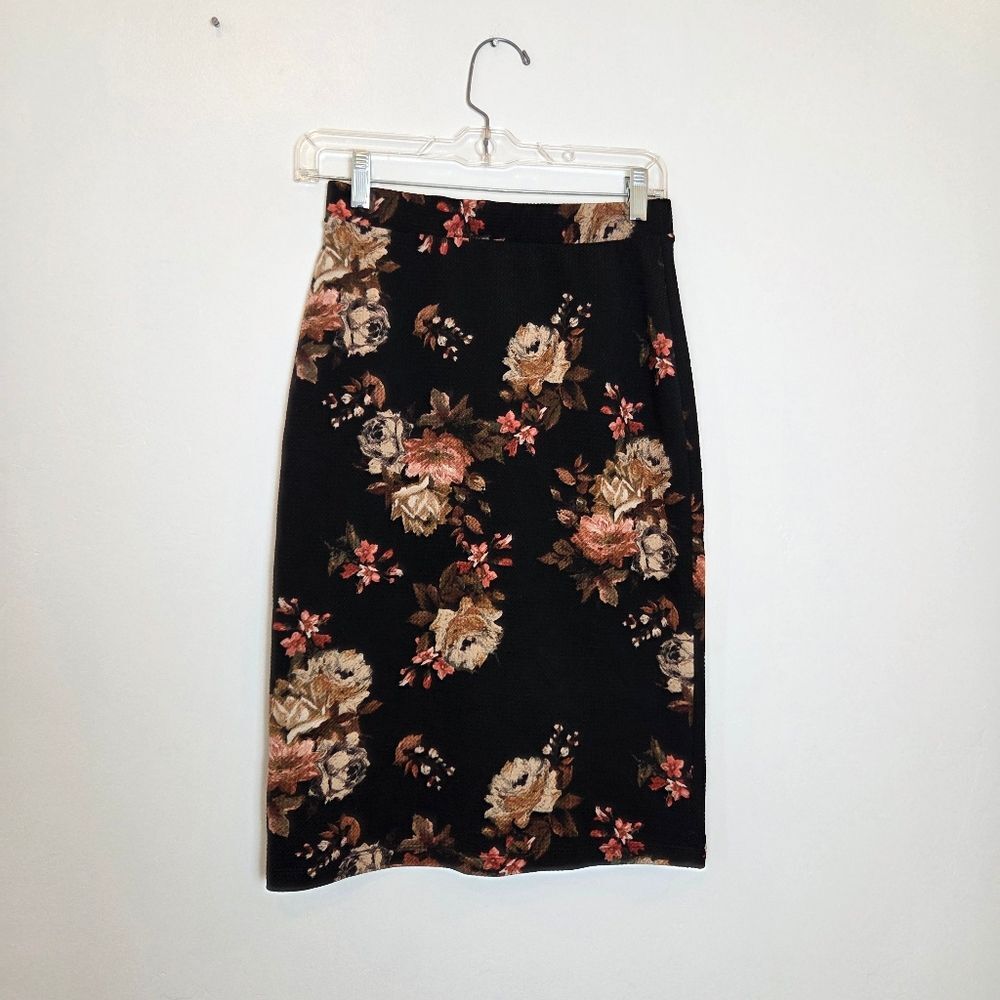MikaRose Signature Floral Midi Pencil Skirt Academia Modest Church Preppy XS